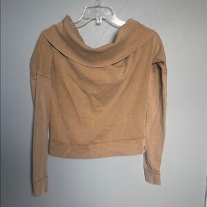 We The Free S Tan Off The Shoulder Not The Same Long Sleeve Top casual slouchy